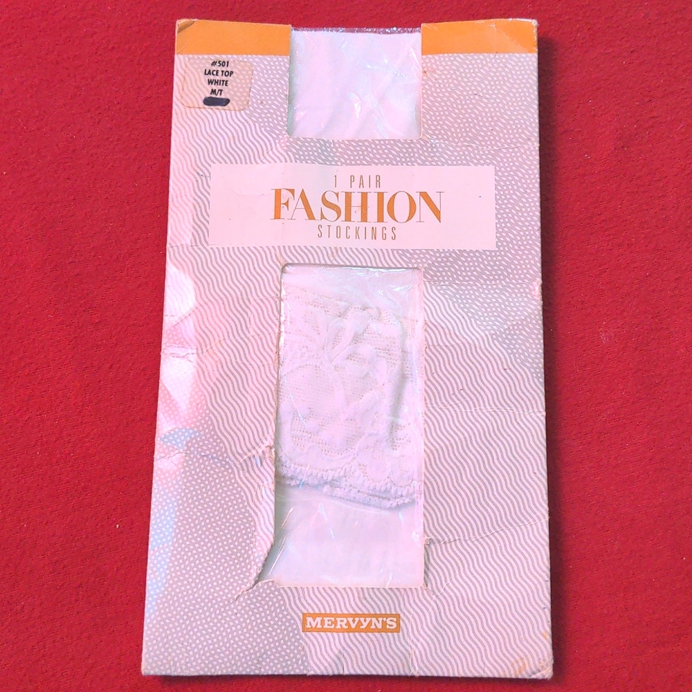 Mervyn's Vintage White Lace Top Stockings